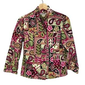 Acorn Pink & Green Floral Patchwork Lightweight‎ Jacket XS